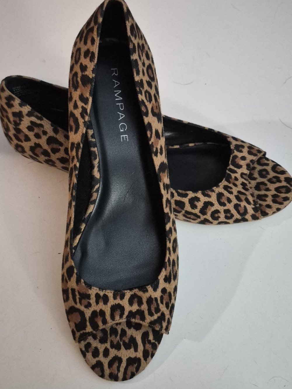 Rampage Leopard Print Women's Peep Toe Wedge - Tan/Black